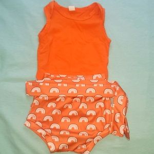 Orange rainbow baby 3 to 6 months handmade